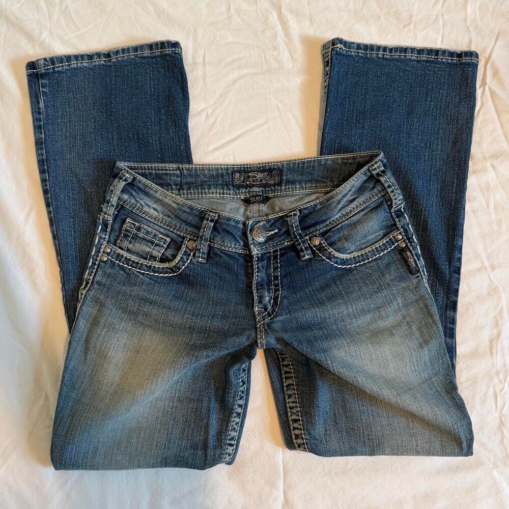 Silver Jeans Suki Low Rise Bootcut Jeans Y2K Western Embroidered W27 L30